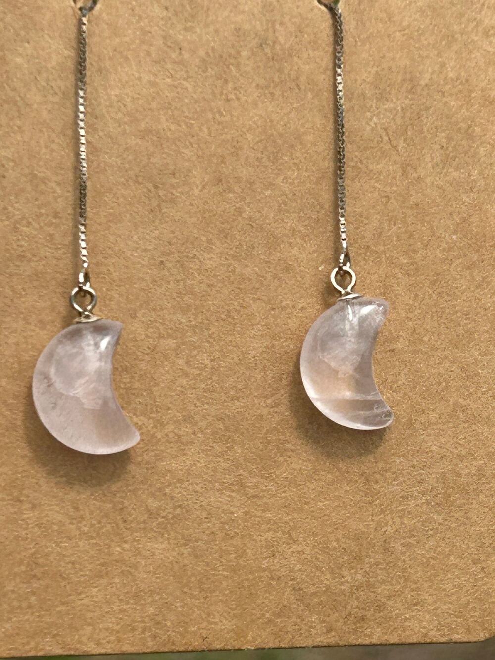 Sterling Silver Rose Quartz Threader Earrings